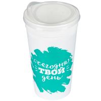 Стакан 0,5л Цитата с крышкой бирюзовый СТК-2394 /160шт/ПП Стакан 0,5л Цитата с крышкой бирюзовый СТК-2394 /160шт/ПП