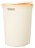 Корзина для белья 55л Плетенка круглая с крышкой слон.кость 16026