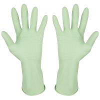 Перчатки хозяйственные латексные с хлопковым напылением S зеленый 101278/240шт/Рыжий Кот