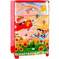 Комод детский 4 секции Полет широкий красный 50014 /1шт/Арз