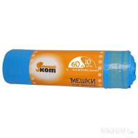 Мешки д/мусора 60л с завязками (10шт) ПНД 25мкм синие 310325/35шт/Рыжий Кот