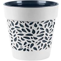 Кашпо Блоссом 8,3л белый-антрацит с вставкой КШ-0505 /6шт/ПП