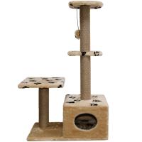 Когтеточка домик с 2-умя полками и домиком квадратная мех джут беж с игрушкой 114*66*38см/DONBARON Когтеточка домик с 2-умя полками и домиком квадратная мех джут беж с игрушкой 114*66*38см/DONBARON