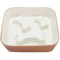 Миска керамика Косточки прямоугольная для медленного поедания 410мл бежевая/МКР2818/Евро