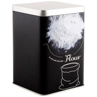 Банка д/сыпуч. прод. 1л Мука металл.с крышкой квадратная/24шт/008513/Mallony