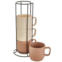 Набор кружек 320мл (4шт) White coffee на метал. подставке в инд. упак. Ф11-055L/4 /12шт/Rosario 