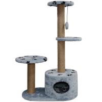 Когтеточка домик с 2-умя полками и домиком круглая мех джут серый с игрушкой 112*66*38см/DONBARON Когтеточка домик с 2-умя полками и домиком круглая мех джут серый с игрушкой 112*66*38см/DONBARON