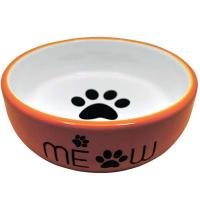 Миска керамика с лапкой кошки оранжевая 13,4*13,4*4см 320мл/МКР2102/Евро