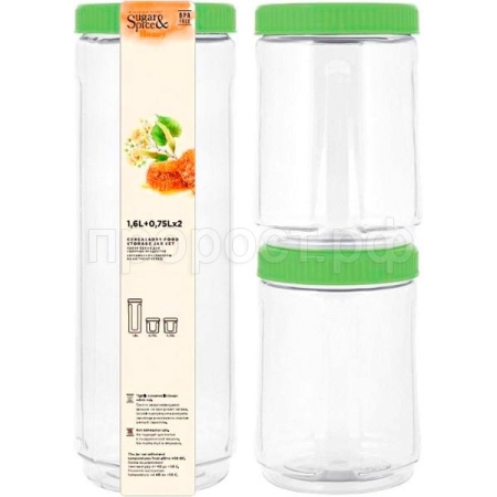 Набор банок д/сыпуч. прод. (1,6л+2*1,75л) Sugar&Spice Honey фисташковый SE2253 /6шт/ПР 