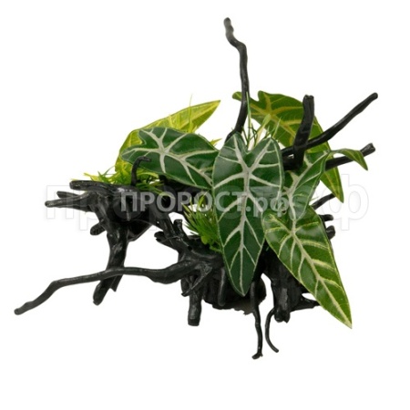 Грот Decor 207 Коряга с растением 27*22*24см  Грот Decor 207 Коряга с растением 27*22*24см