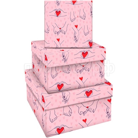 Набор квадратных коробок 3в1 "Falling in love" (19,5*19,5*11-15,5*15,5*9см) MESHU /MS_46585/Рельеф