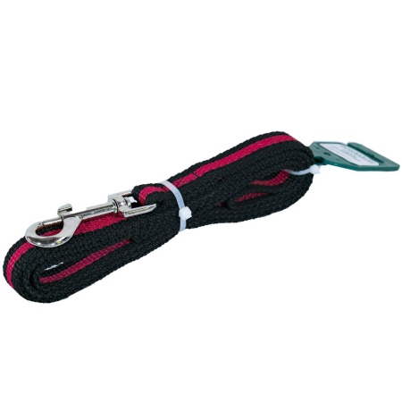 Поводок капрон 20мм*1,5м черный с красной полосой  DONBARON