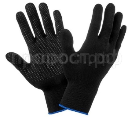 Перчатки Нейлоновые с ПВХ15 класс черные S-L