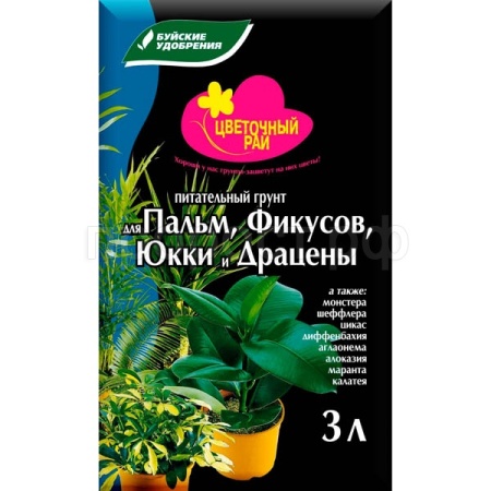 Грунт Цветочный Рай 3л для Пальм,Фикусов,Юкки и Драцены