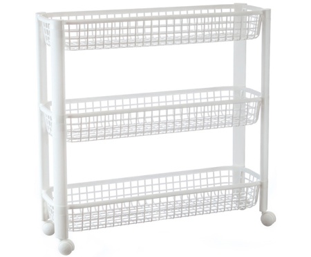 Полка универсальная 3 секции узкая белый на колесах М2718 /М-пласт