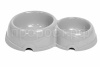 Миска двойная пластик д/кошек 100мл/200мл светло-серый