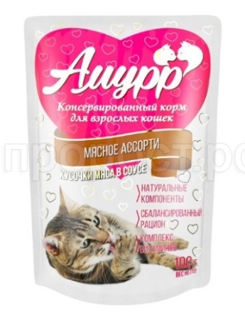 Корм для кошек Амурр100г  СОУС мясное ассорти