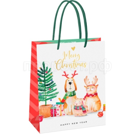 Пакет подарочный 18*23*10см "NY greetings" глянц. ламинация MESHU/MS_61583/Рельеф