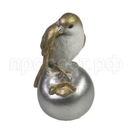 Птичка на яблоке чистит перья (золото+серебро)  L7,5W6,5H12  715287/D094  Птичка на яблоке чистит перья (золото+серебро)  L7,5W6,5H12  715287/D094