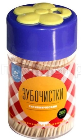 Зубочистки бамбук Цветок (200шт) в пласт. банке З-003 /1ШТ/360шт/ АкваМаг