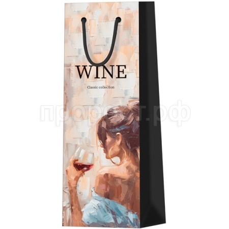 Пакет подарочный 12*36*8,5см "Elegance" мат. ламин. под бутылку MESHU/Рельеф