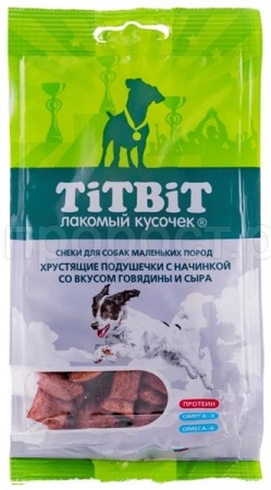 Лакомство для собак  Подушечки с говядиной и сыром д/маленьких собак 95г/12819