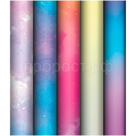 Упаковочная бумага 70*100см "Облака" 80г/м2 глянц. ассорти 5 дизайнов MESHU /MS_53495/Рельеф