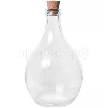 Бутыль 5л "Дамижана" прозрачная с пробкой /4шт/
