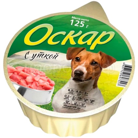 Собаки Оскар Утка 125г 16шт ж/б /1208/