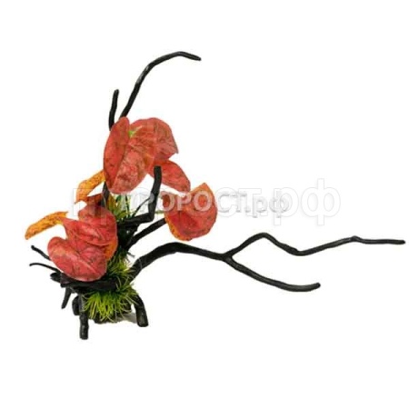 Грот Decor 206 Коряга с растением 27*22*24см Грот Decor 206 Коряга с растением 27*22*24см