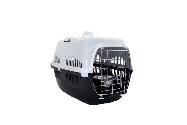 Переноска Спутник №2 ZooM с метал дверцей+наплечный ремень+мис до12кг 33*49*32см сер-бел/4094/Дарэлл