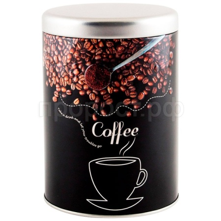 Банка д/сыпуч. прод. 0,9л Кофе металл.с крышкой круглая/24шт/008616/Mallony