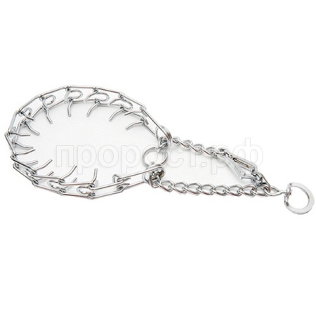 Ошейник строгий быстросъемный с резиновыми наконечниками хром 4мм*65см/26465402/Каскад