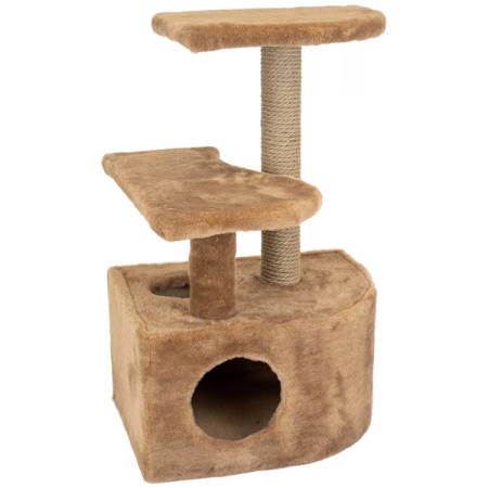Когтеточка Домик ЧИП круглый с полкой, столбик джут 48*51*h71см коричневый/8347/Дарэлл