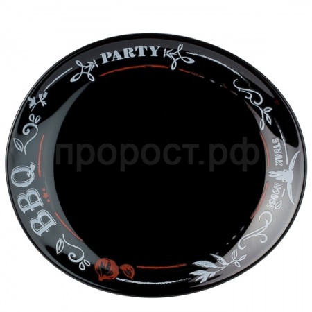 Тарелка для стейка ФРЕНДС ТАЙМ БЛЭК декорированная