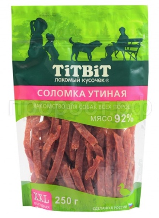 Лакомство С Соломка утиная д/собак всех пород 250г XXL м/у/18шт/024287