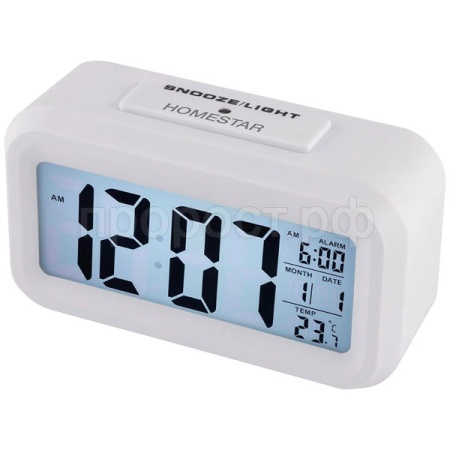 Часы электронные HOMESTAR HS-0110 белые 104307/60шт Часы электронные HOMESTAR HS-0110 белые 104307/60шт