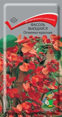 Фасоль декоративная вьющаяся Огненно-красная 5шт Фасоль декоративная вьющаяся Огненно-красная 5шт