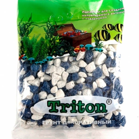 Грунт для аквариума Тритон блестящий смесь №5(синий+белый) 800гр